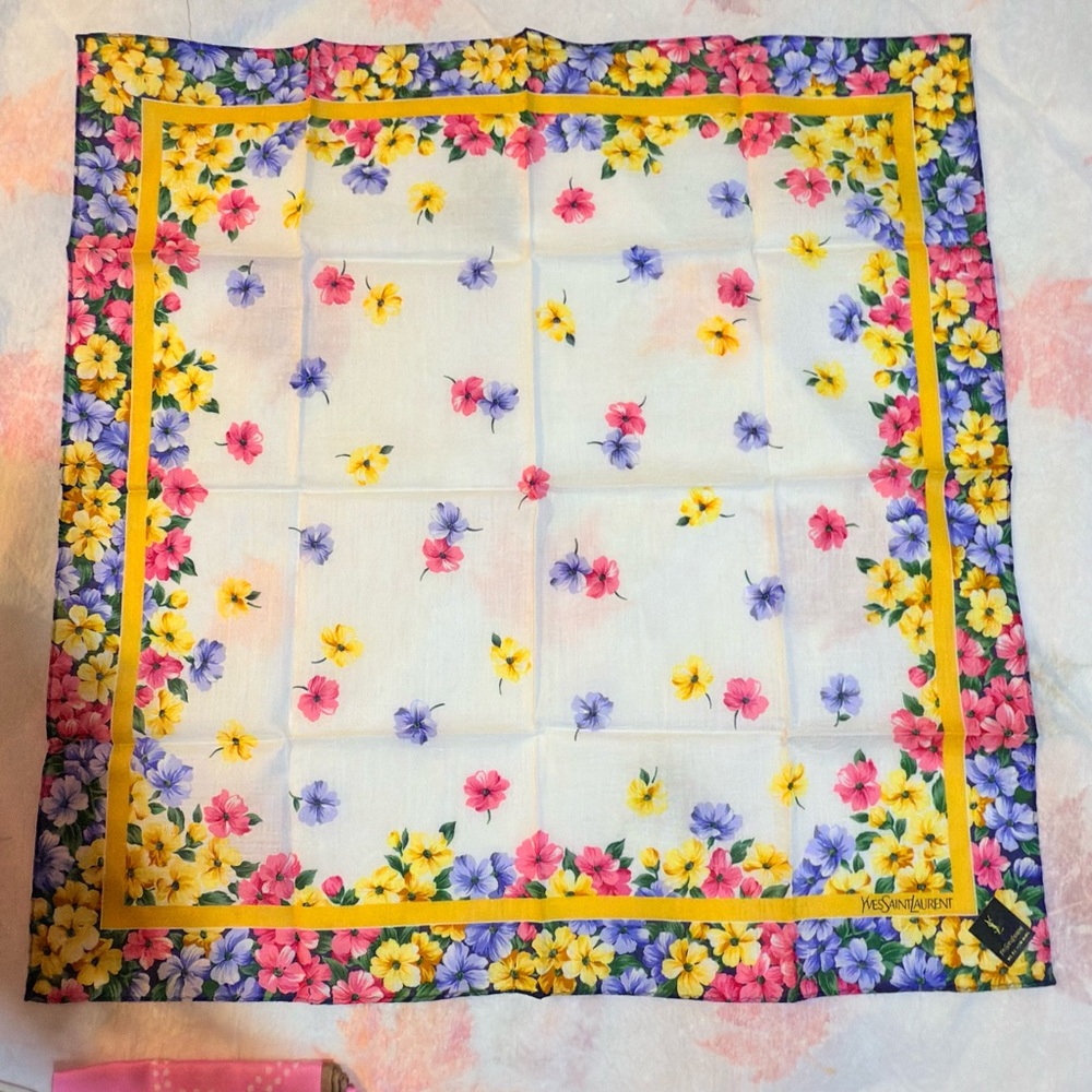 Yves Saint Laurent Floral cotton scarf/ handkerchief
